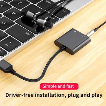 

Portable External Sound Card Microphone Input USB Audio Adapter High Performance Braided Thread Aluminum Alloy Plug And Play