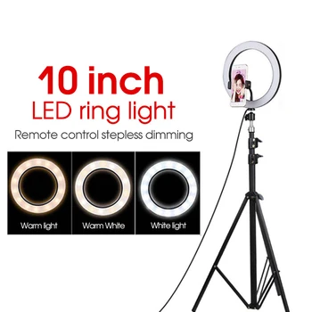 

Photo LED Selfie Ring Light With Tripod Stand Phone Holder For Phone Youtube Video Camera Studio Make Up Lamp With USB Ring Lamp