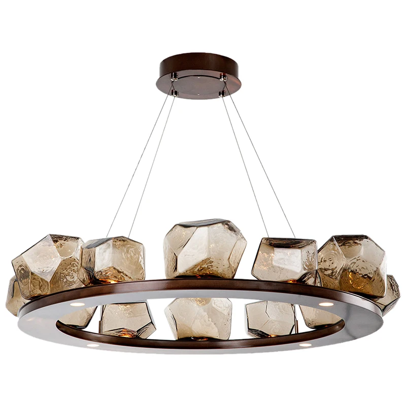 g4 LED Postmodern Art Stone Designer Round LED Chandelier Lighting Lustre Suspension Luminaire Lampen For Foyer