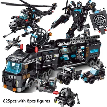 

SWAT Police Building Blocks Robot City Police Toys Blocks Boys Vehicle Aircraft Educational Truck Blocks Compatible Model Bricks