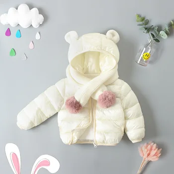 

Baby Boy Coat Toddler Baby Girl Boy With Ear Hoodie Zipper Winter Solid Color Thin Coat Warm Jacket Cute Outwear Coats Fashion