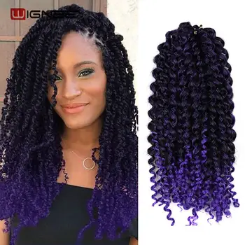 

Wignee Jerry Curly Crochet Twist Braids Synthetic Hair Extensions For Black Women 3Pcs/lot Ombre Purple/Grey Natural Hairstyles