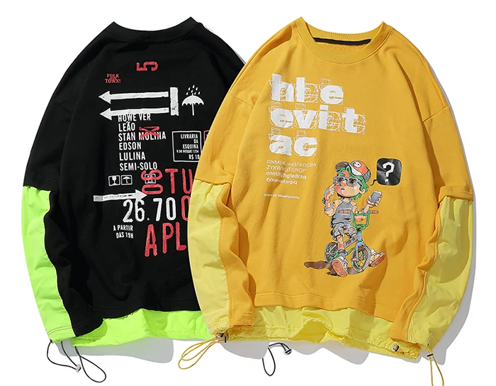 Aelfric Eden хип хоп поддельные два предмета мужские толстовки уличная мода Топы Harajuku повседневные хлопковые негабаритные мужские пуловеры