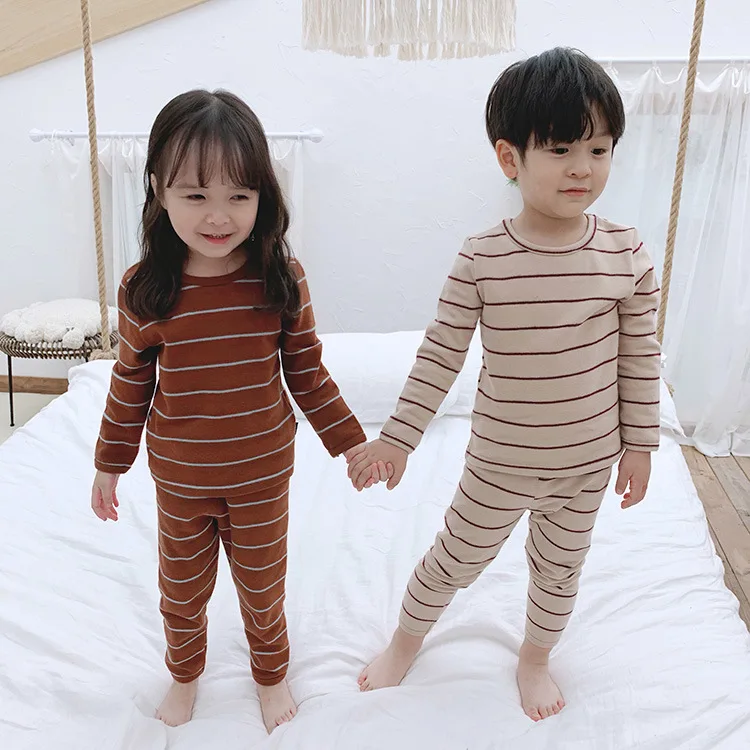 Children's Pyjamas Sets Autumn New Arrival Casual Striped Long Sleeve Pants Night Clothes Cotton Girls Boys Sleepwear Hot