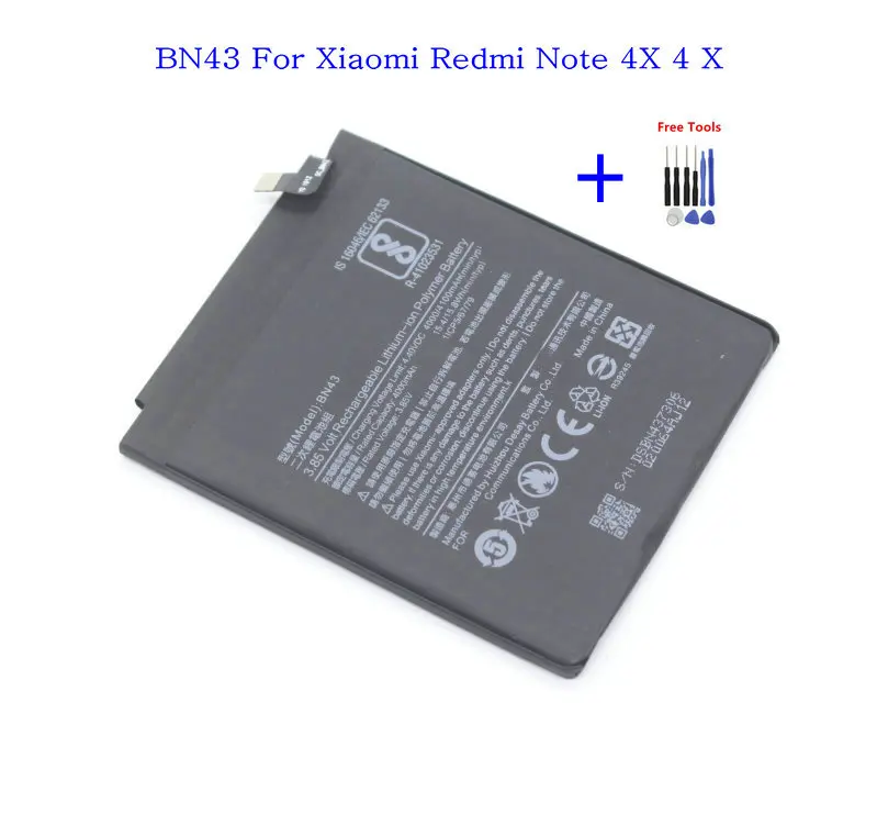 

1x 4100mAh / 15.8Wh BN43 / BN 43 Mobile Phone Replacement Battery For Xiaomi Redmi Note 4X 4 X + Repair Tools kit