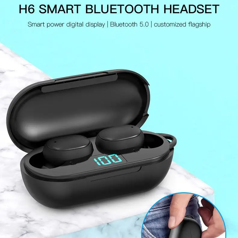 HobbyLane H6 TWS Wireless Earphone Earbuds LED Display Bluetooth V5 0 Earphones with Mic for Xiaomi iPhone Huawei Samsung d35
