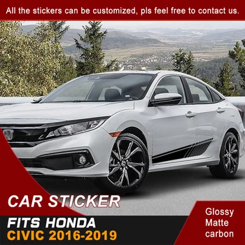 

Car Stickers Fit For HONDA CIVIC 2016-2019 Racing Side Door Body Stripe Graphic Vinyl Modified Decoration Car Accessories Decals