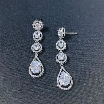

JY-H New to the AAA zircon Drop-shaped Luxury long Earrings Best gift For wife Ladies Wedding Jewelry Shipping free