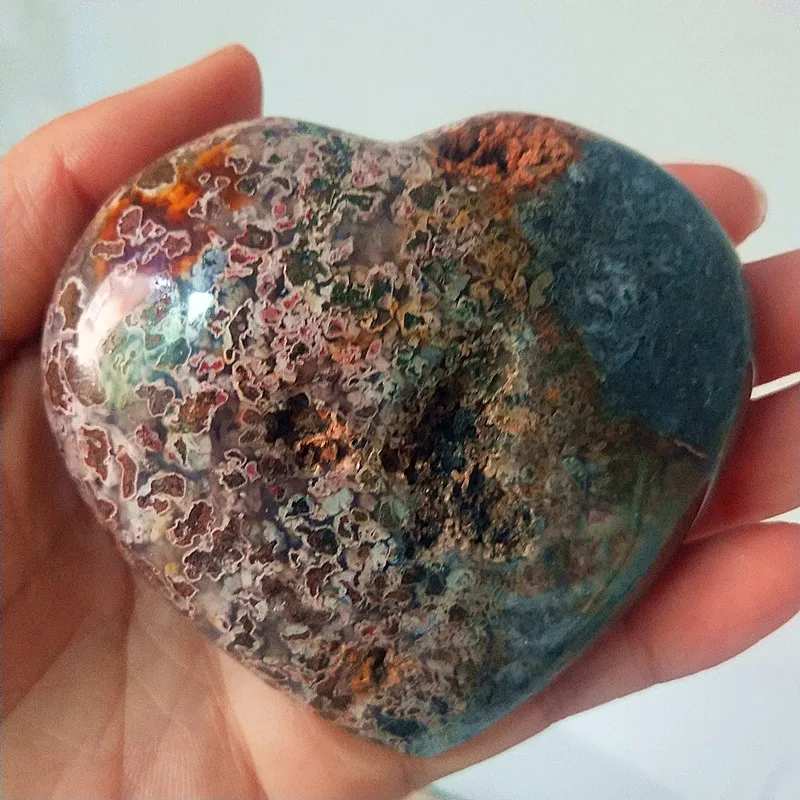 Natural sea jasper stone sea gem heart crystal stone mineral specimen crystal ston - Цвет: A7              221g
