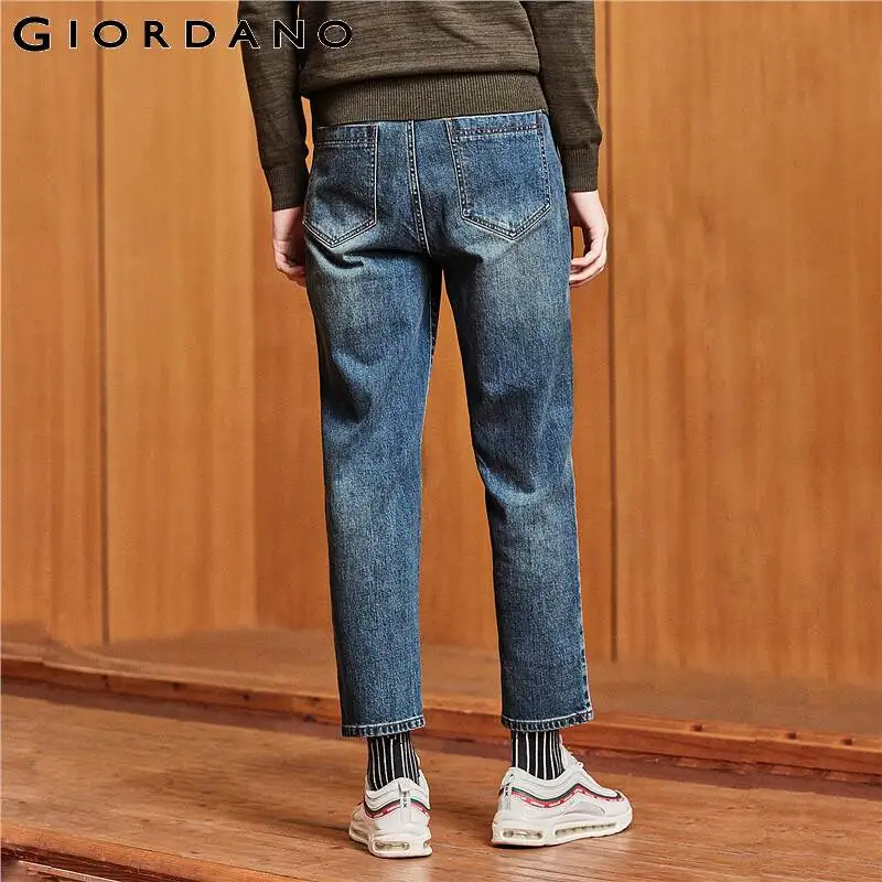 Giordano мужские джинсы свободного кроя прямые джинсовые брюки эластичная хлопковая смесь джинсы Homme эффект усов ковбойский стиль 01119073