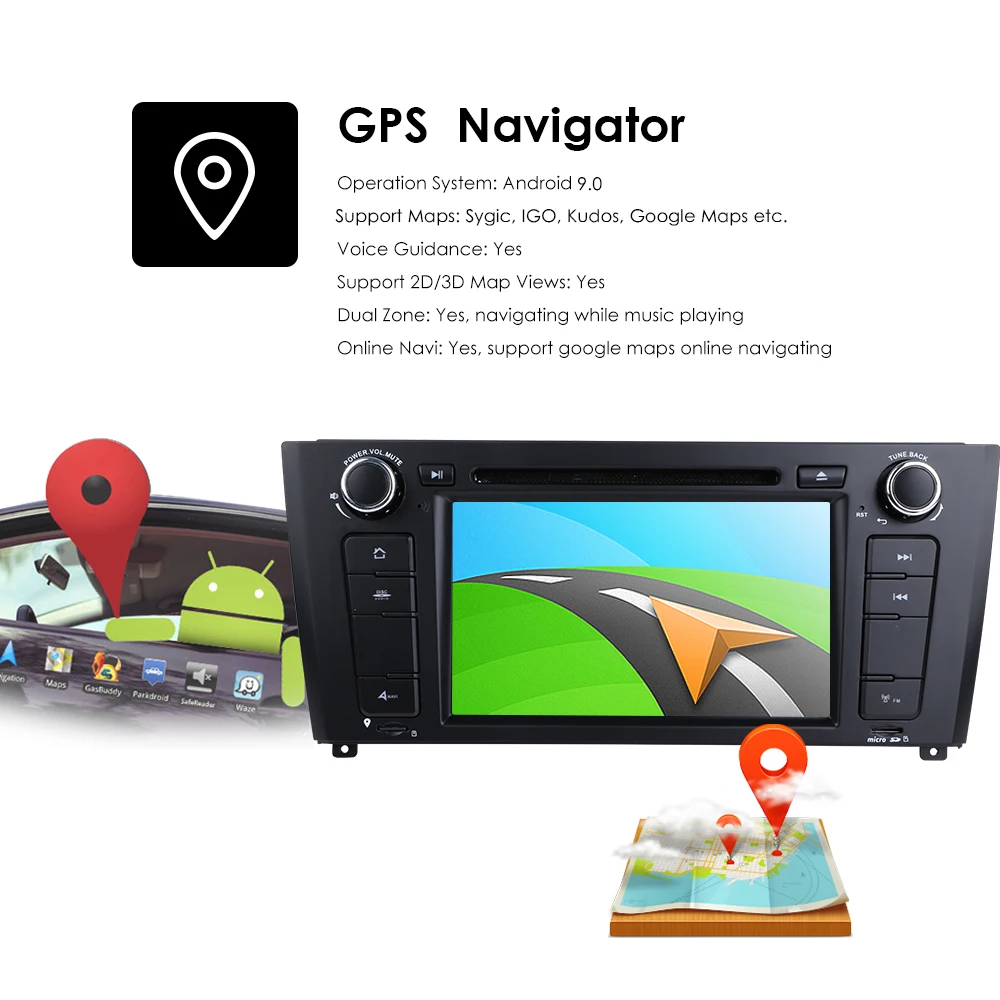 Top 1080P 16G 7 inch Android 9.1 for bmw E82,e88,car dvd,gps navigation,wifi,BT,canbus,radio,RDS,quad core,1024x600,support obd2,dvr 18