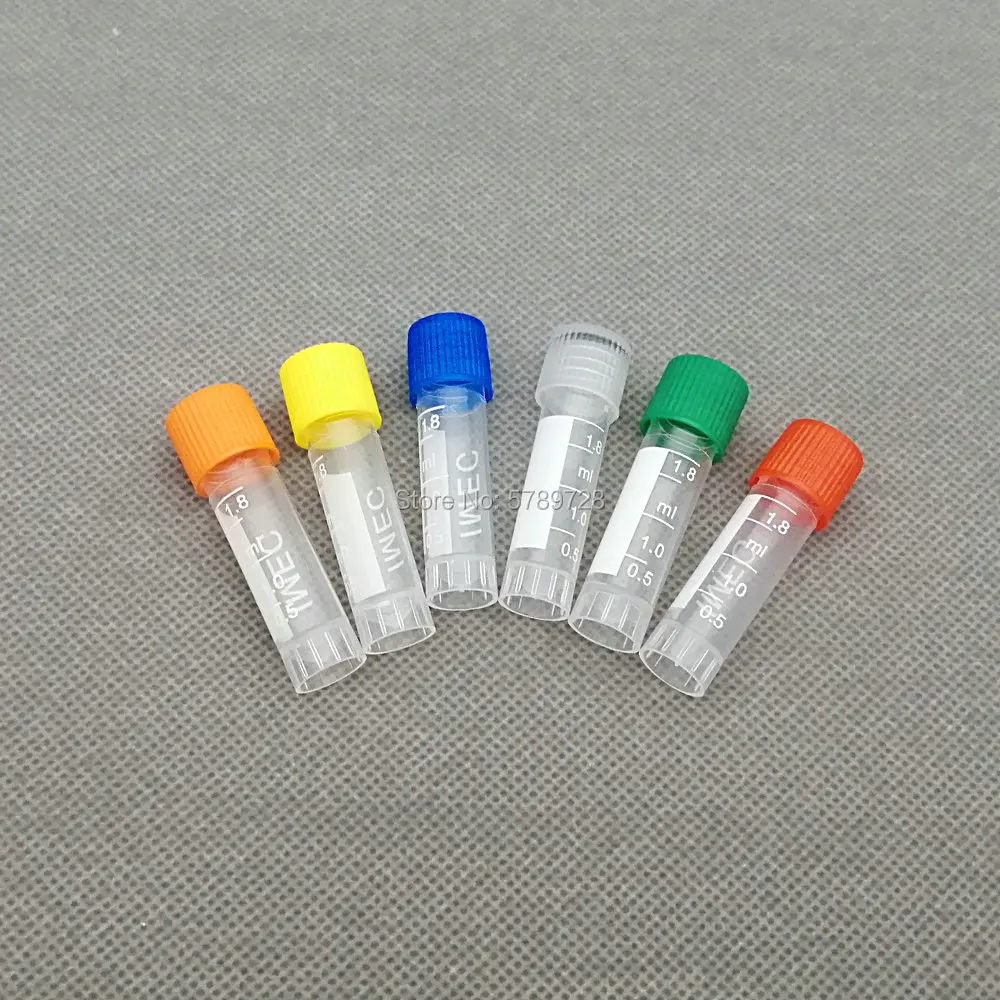 50 pieces plastic 1.8ml freezing tube + one piece 50 vents plastic Freezing tube storage box for experiment centrifuge tube cell freezing container