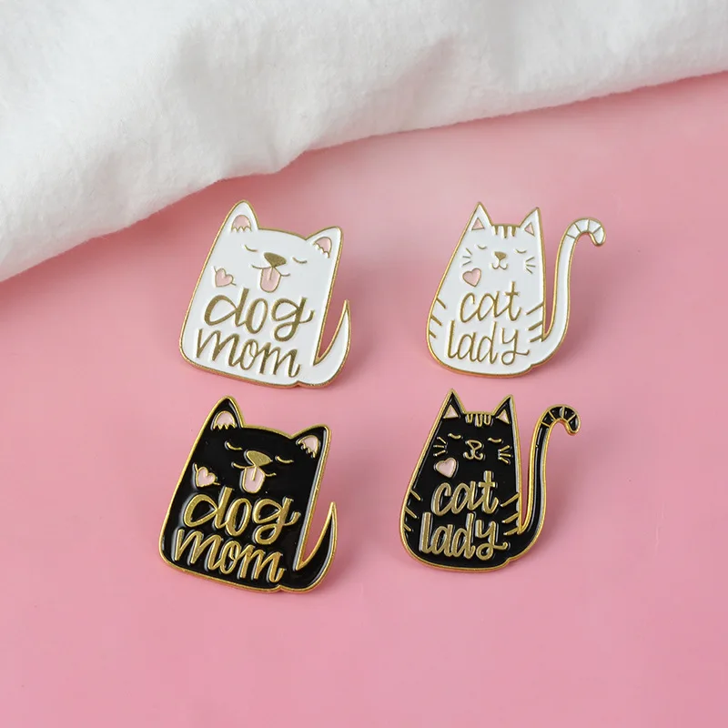 Стиль Творческий Кот из мультфильма Собака Мама кошка леди модная брошь из сплава аксессуары