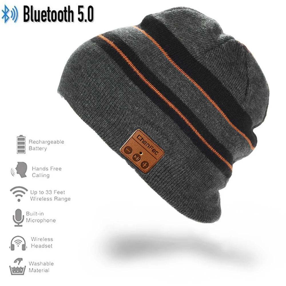 cf-hat-blackgray Горячая Распродажа Беспроводной Спортивный Bluetooth 5,0 наушники гарнитура наушники музыка Смарт шляпа с микрофоном стерео динамик Handfree зима теплый - Цвет: cf-hat-blackgray