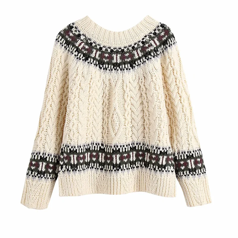 

New 2020 Winter Jacquard Women Sweater Chic O-Neck Fashion Temperament Female Straight Sweaters Knitwear Tops BB3032