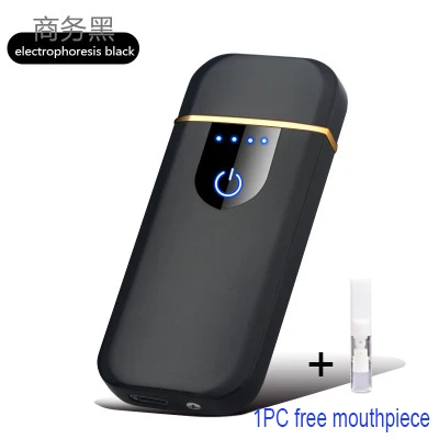 Black Электрическая USB мини умная Зажигалка Ветрозащитная перезаряжаемая сенсорная Индукционная электронная сигарета ультратонкие металлические мужские зажигалки - Цвет: Black