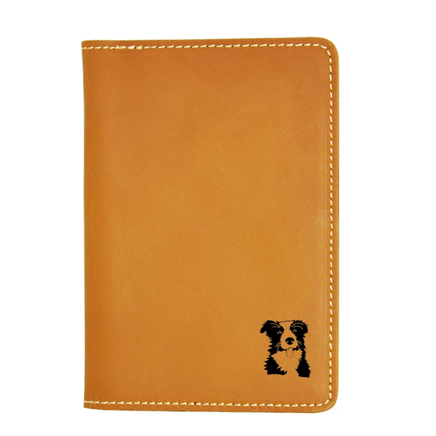 Чехол для паспорта собаки Border Collie, кожаный чехол для кредитных карт, кошелек с выгравированным изображением, кошелек для паспорта