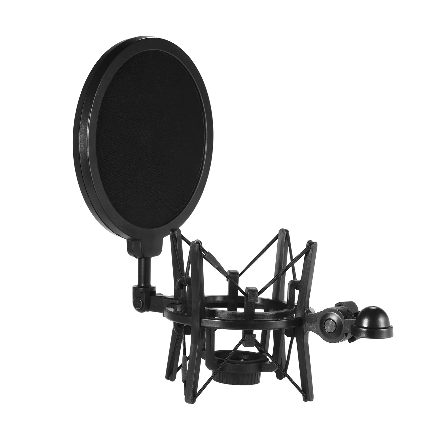 

Univerdal Plastic Condenser Microphone Mic Shock Mount Holder Bracket Anti-vibration with Pop Filter for Studio Music Recording