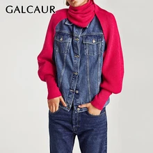 GALCAUR трикотажные шарфы для женщин сплошной рукав нагрудник накидка эластичный шарф женские модные аксессуары осень зима