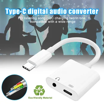 

Type-C Digital Audio Converter 2 in 1 Headphone Jack Audio Splitter Adapter Fast Charging VH99