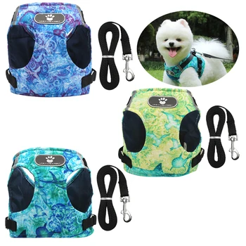 

Dog Harness Collar with 5ft Dog Leash Set Hot Sale Pet Leash Cat Led Reflective Vest for Puppy Small Medium Large Dog
