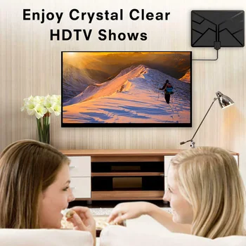 

Digital Easy Install 300 Miles Range Aerial Small 1080P HD Signal Reception Two Modes Black Adhesive Indoor Amplifier TV Antenna
