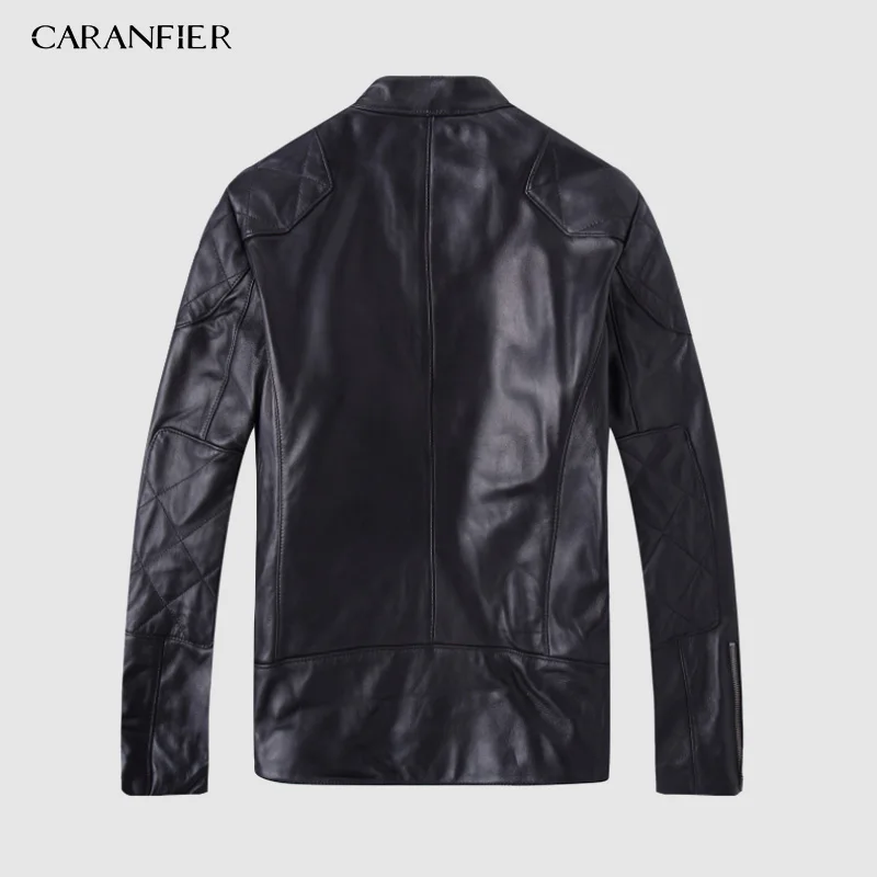 CARANFIER/модное кожаное мотоциклетное пальто, мужская одежда из овечьей шкуры, короткие дизайнерские Куртки из натуральной кожи, пальто