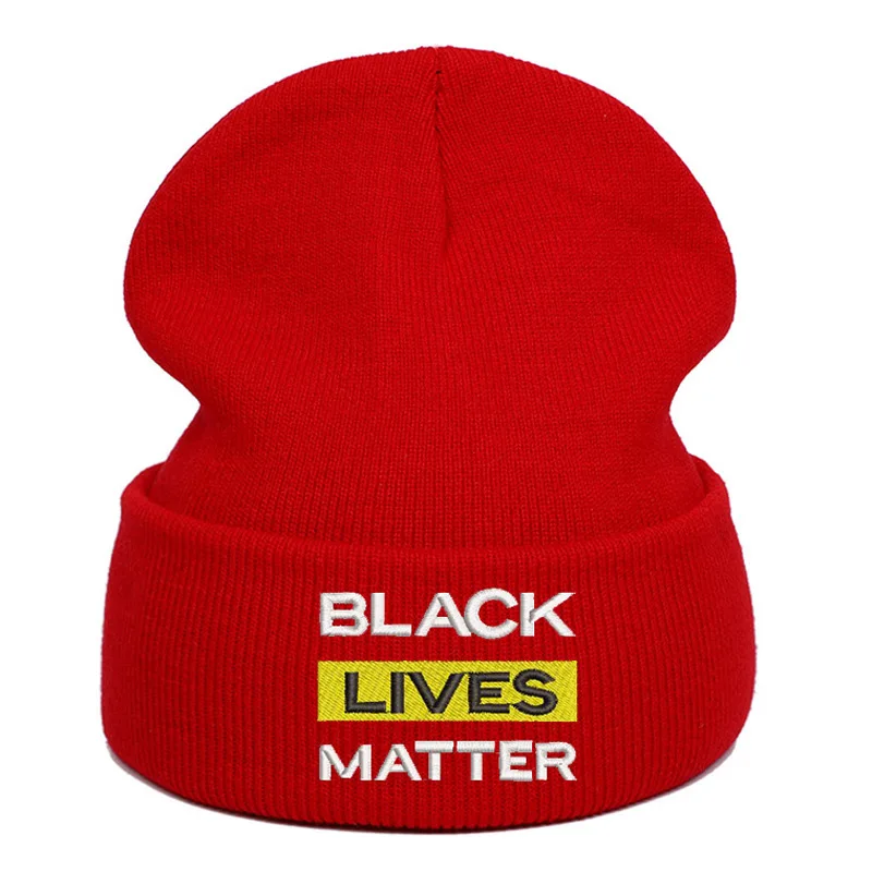 

Acrylic BLM Beanie Hats for Men Women Embroidery Knit Caps Ladies Winter Skullies Black Pink Red Green