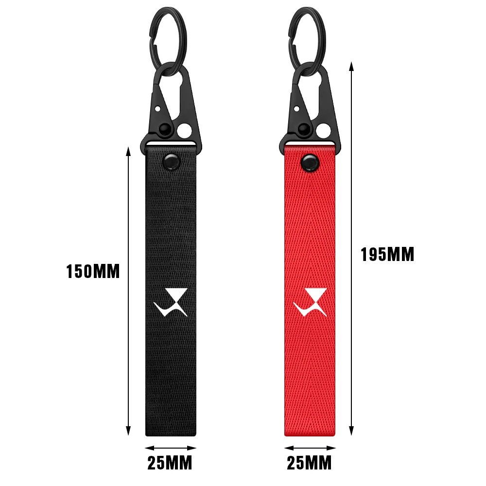 1Pcs Car 3D Metal Nylon Emblem Ribbon Key Ring Keychain Rope For Peugeot Seat Chevrolet Citroen Land Rover Mercedes BMW VW Mini