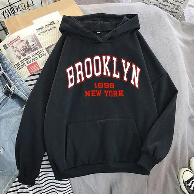 Худи с принтом надписью Brooklyn мужской модный спортивный костюм Женская толстовка