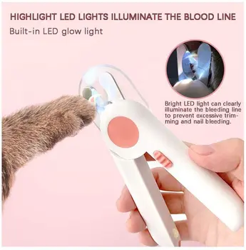 

Pets Dog Cat rabbit Nail Clippers Led Light Anti-Blood Manicure Supplies Professional Small Breed Claw Clippers pet supplies