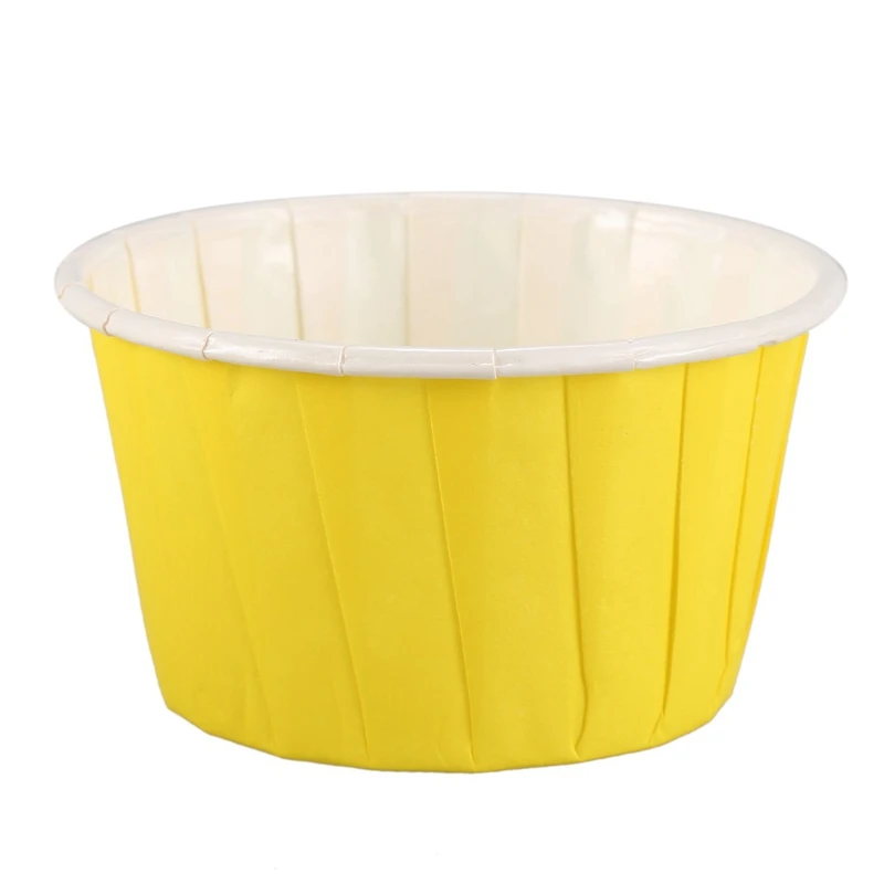 ABUI-100Pcs бумажные формы для выпечки, Формы для кексов и тортов, вкладыши для кексов, десертов, свадеб, вечеринок-50 шт., кофе и 50 шт., желтые