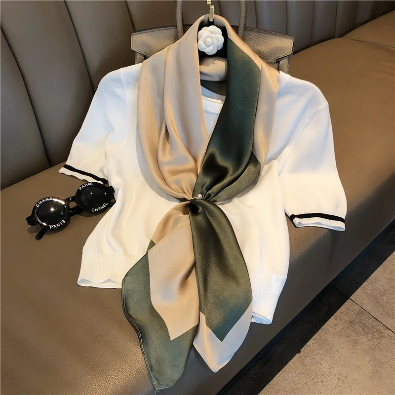 Color small fresh silk scarf female Korean version of the temperament literature hundred tied inthe small scarf 90cm