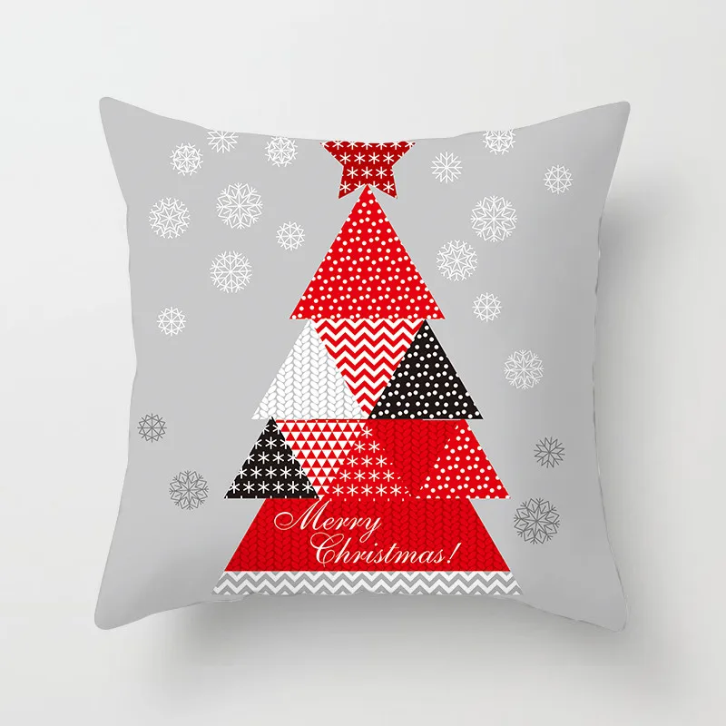 Fuwatacchi Рождественская наволочка для подушки с изображением Санта-оленя, дерева, Мягкая Наволочка для подушки, домашний диван, спальня, черный декоративный чехол для подушки - Цвет: PC04468