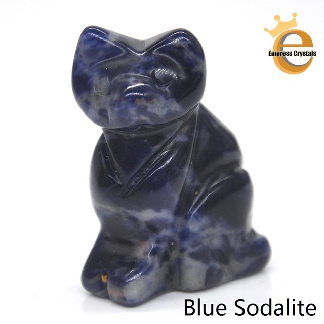 Stone Carving Cat Figurine Natural Gemstone Quartz Agate Jade Crystal Healing Animals Statue Home Decoration