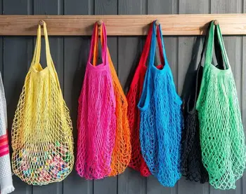 

2019 New Portable Reusable Fruit Shopping String Grocery Shopper Cotton Tote Mesh Woven Net Bag Shopping Bags 7 Types