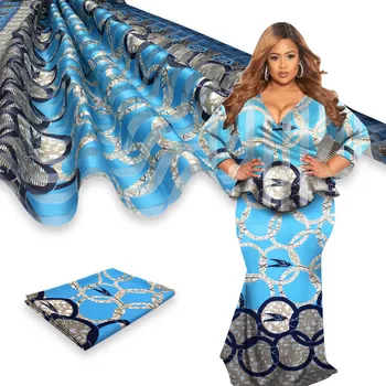 

Fashion Ankara Fabric African Real Wax Print 4yards Organza With 2yards Ribbon Material African Silk Ankara Fabric For Clothing