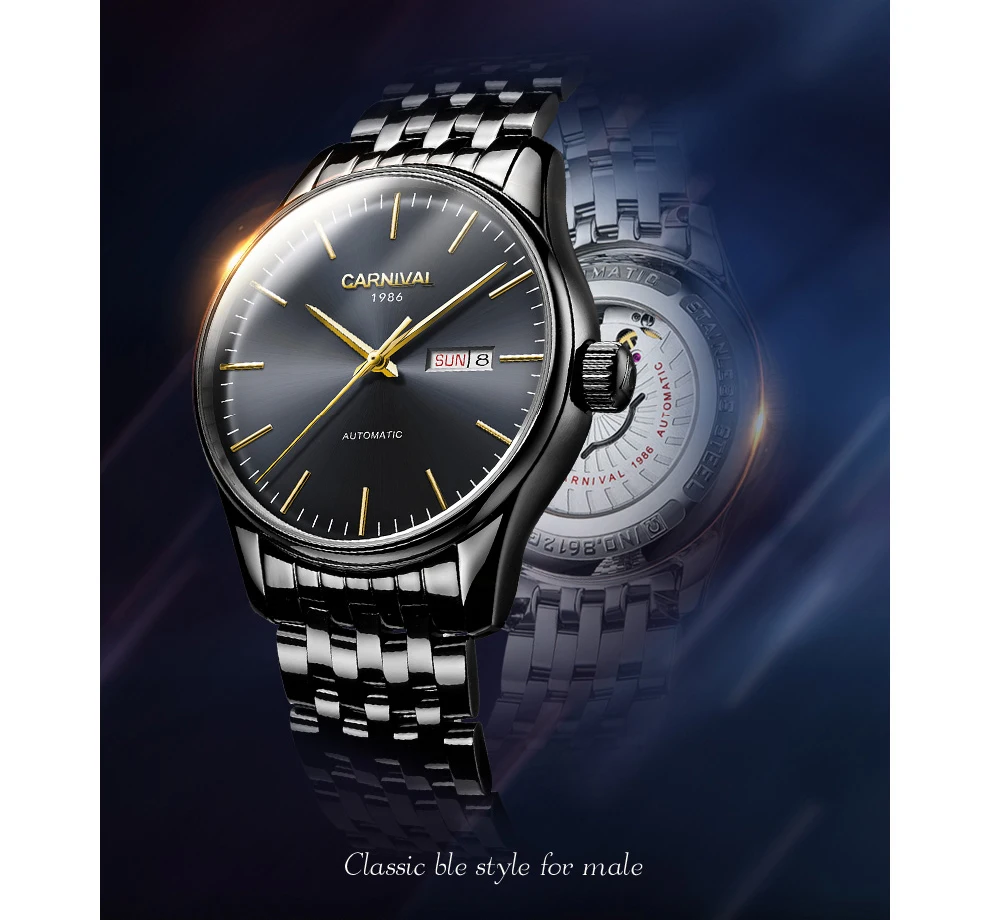 Швейцария Роскошные для мужчин смотреть карнавал бренд часы автоматические механические reloj hombre световой часы сапфир C-8612G-6