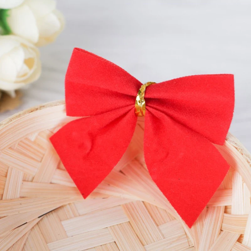 Red 12pcs Для домашней вечеринки без рукавов, для детей, с полоской Ёлочные банты украшения орнамент с рождественской елкой год принадлежности для декора 12/36/72 шт - Цвет: Red 12pcs