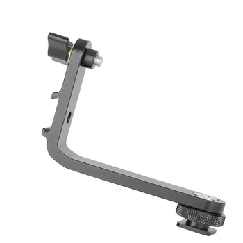 

Mic Stand L Bracket Camera Handle Grip for Monitor Gimbal LED Video Light Microphone Mount with 2 Cold Shoe for DSLR Camera