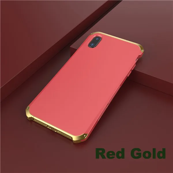 Red Gold Металлический Чехол XS Max для iPhone XR, чехол, противоударный, алюминиевая рамка, Жесткий ПК, задняя крышка, чехол для Apple iPhone X Xr Xs Max, Funda Capas - Цвет: Red Gold