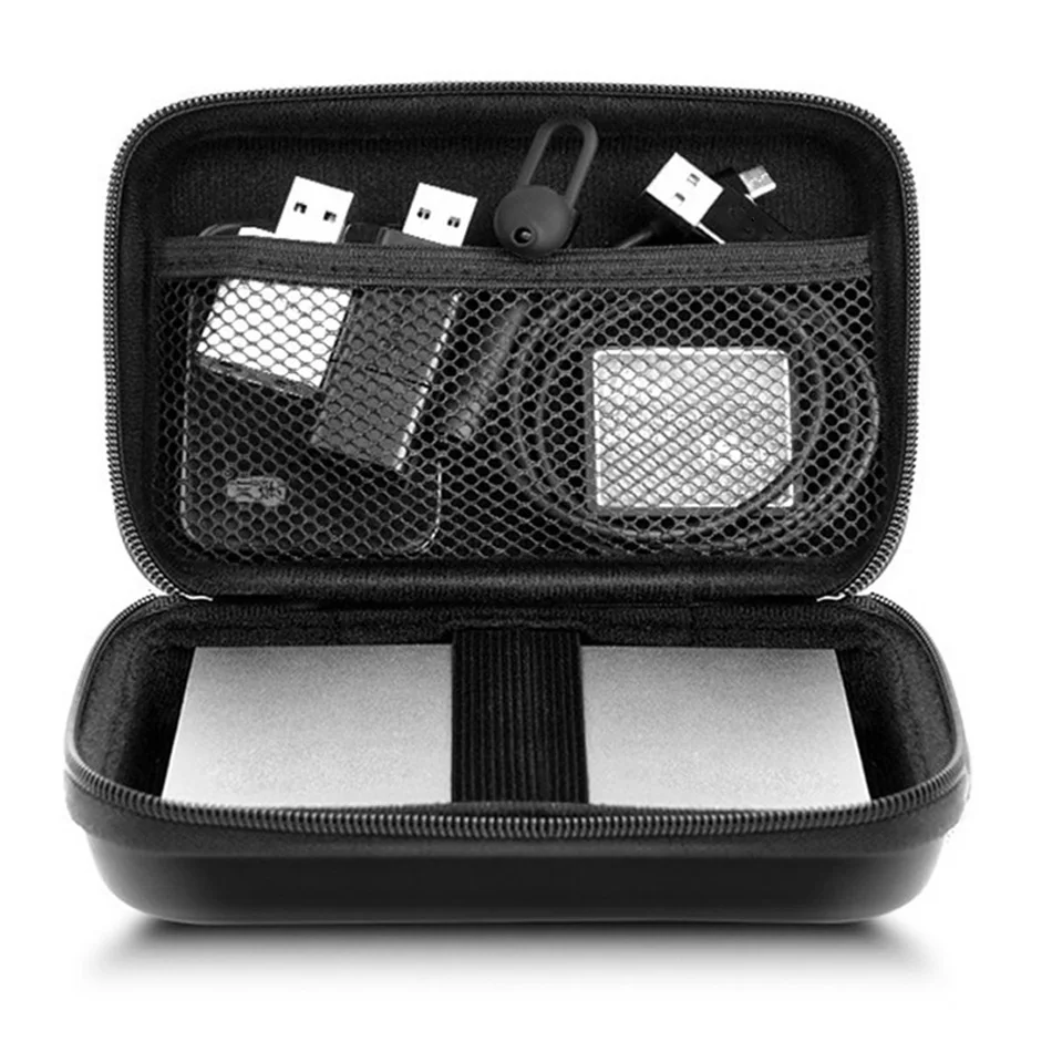 Жесткий Чехол для внешнего хранения HDD SSD сумка для 2,5 жесткого диска внешний аккумулятор USB кабель зарядное устройство Внешний аккумулятор наушники чехол s Черный