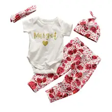 Одежда для новорожденных девочек; хлопковый брючный комбинезон с короткими рукавами; повязка на голову; комплект одежды для малышей