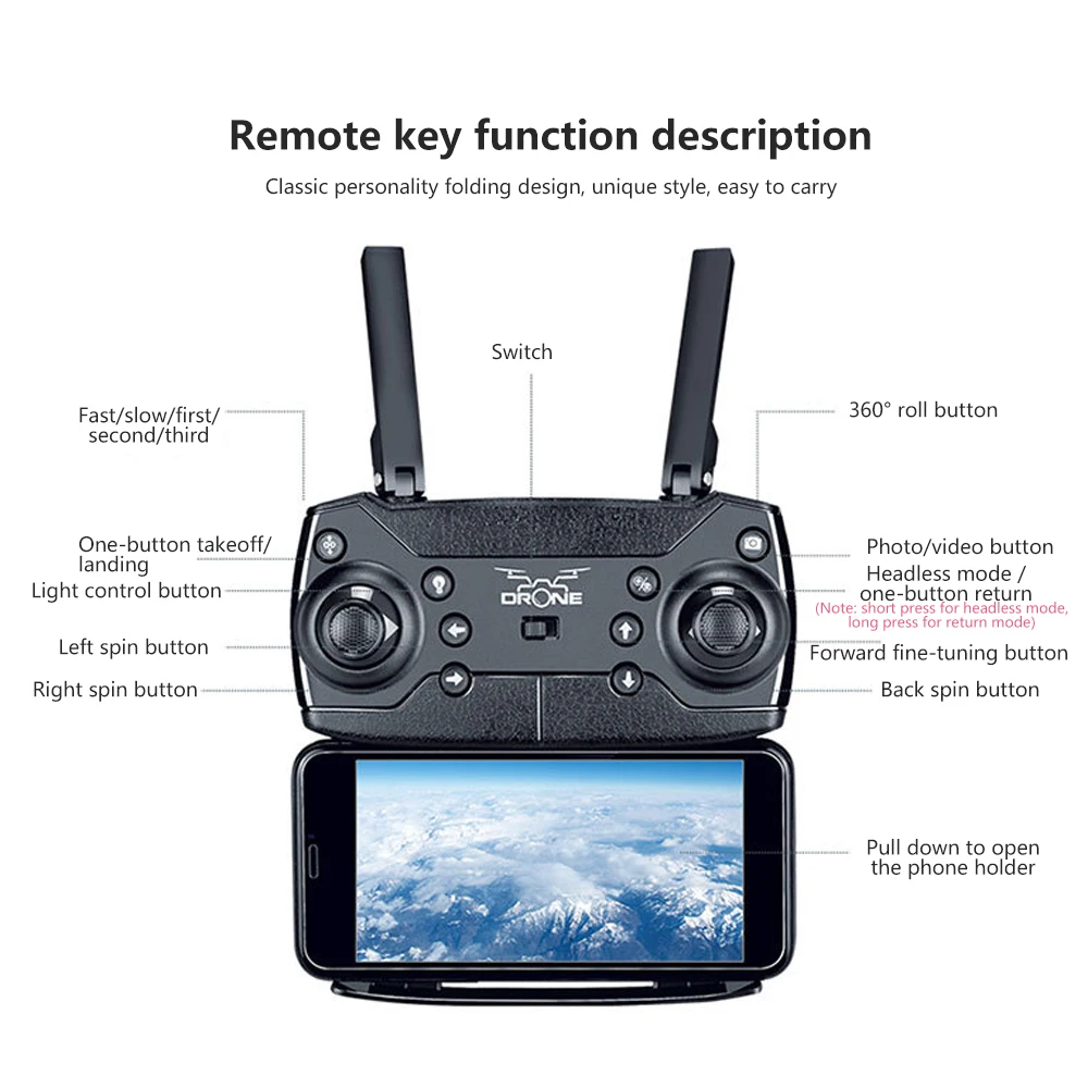 KY601S мини-Дрон складной четырехосный самолет с фиксированной высотой Дрон Wifi в режиме реального времени аэрофотосъемка батарея USB телефон приложение самолет