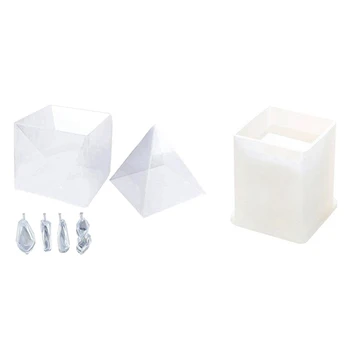 

7 Pcs Silicone Mold Epoxy Resin Molds Crafts Molds, 6 Pcs Pyramid Molds & 1 Pcs Square Storage Holder