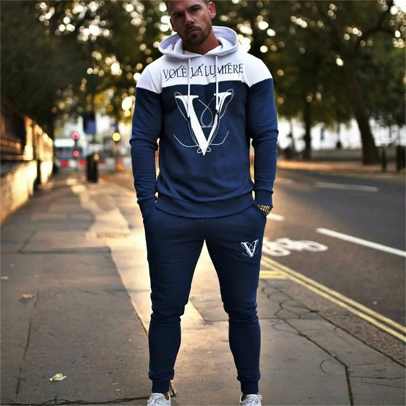 Новые спортивные облегающие комплекты для мужчин s Jogger Gyms, модный спортивный костюм, мужской спортивный костюм, толстовки+ штаны, спортивный костюм, комплект для мужчин