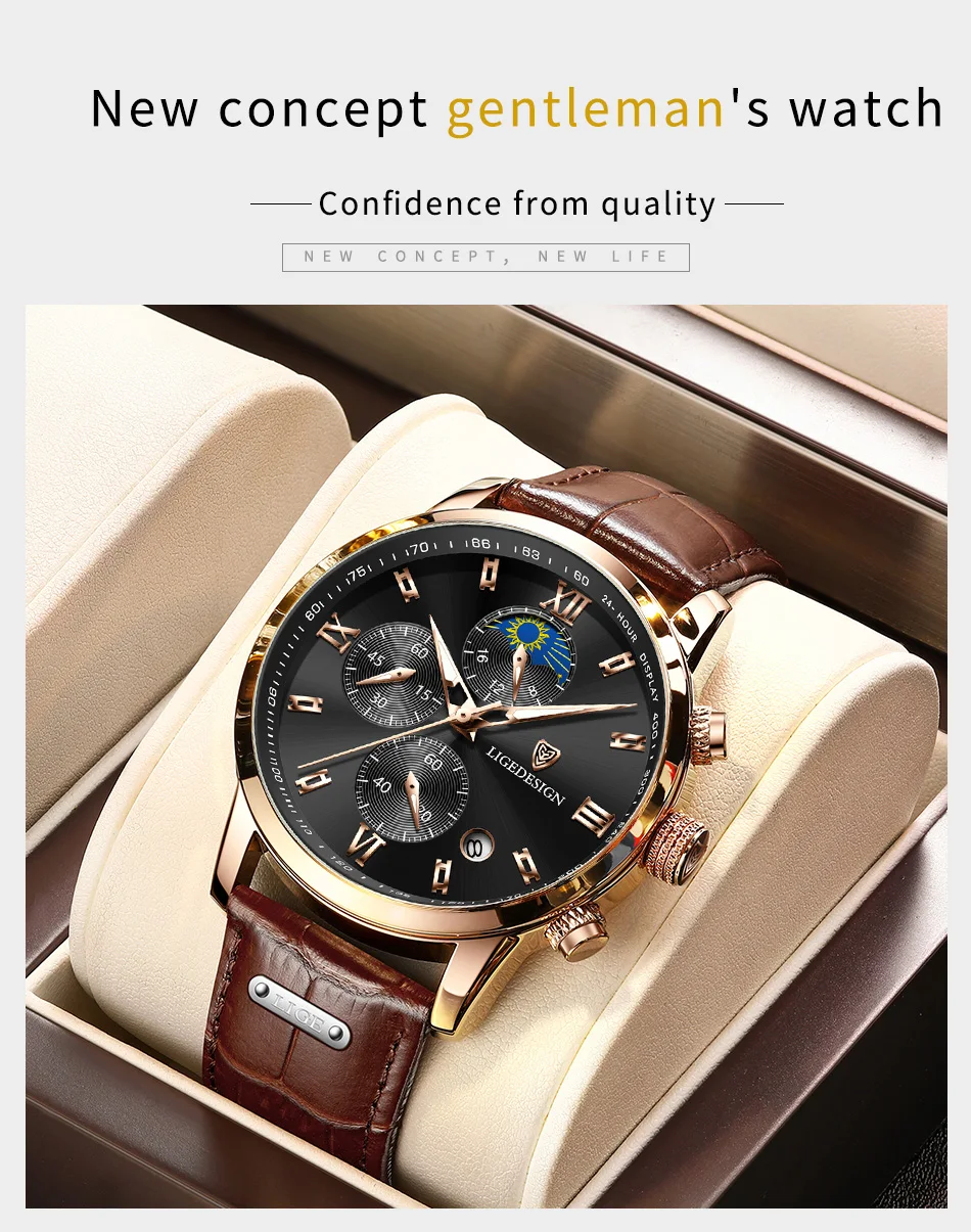 Quartz Watches real	 2022 New Mens Watches LIGE Top Brand Luxury Leather Casual Quartz Watch Men's Sport Waterproof Clock Watch Relogio Masculino+Box best Quartz Watches