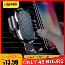 Baseus Qi Wireless Car Charger Phone Holder For iPhone Samsung Fast Charging Mount Stand Air Outlet Gravity Support 10W Charge
