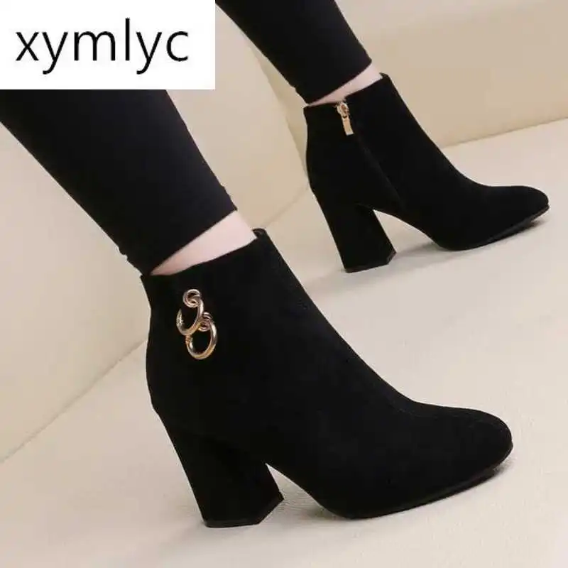 Womens Ankle Boots Pointed Toe High Heels Zipper Shoes Stilettos Plus Size Retro 