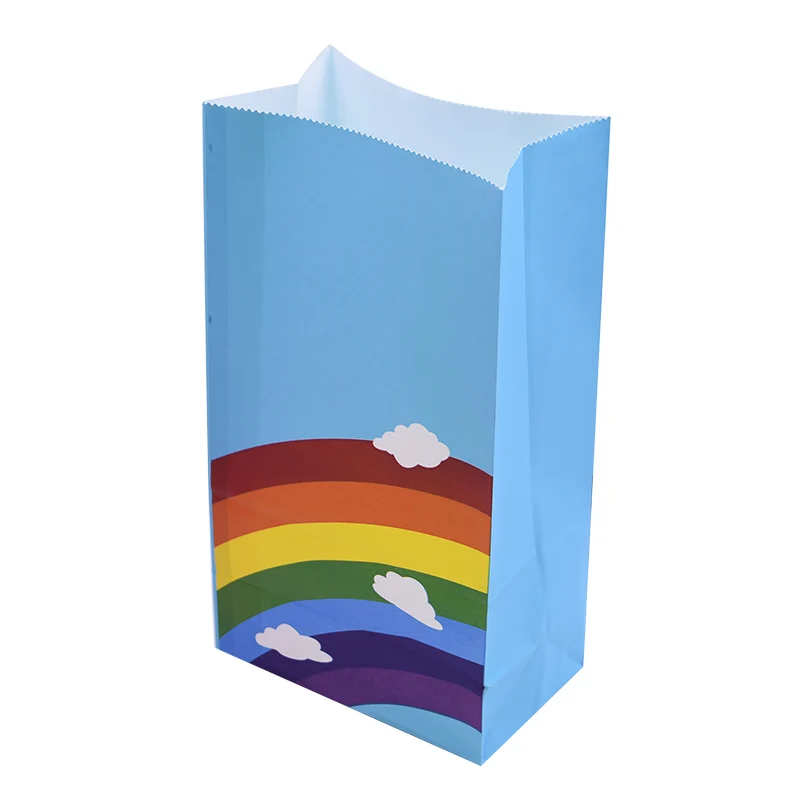 rainbow-blue 5/10 шт. Stand Up Бумага сумка в разноцветный горошек для конфет с открытым верхом вечерние сумка цветной подарочной упаковки Еда хранения 23,5x13x8 см - Цвет: rainbow-blue